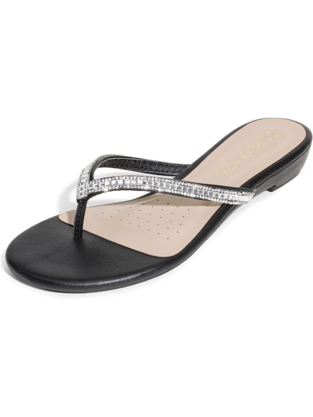 Women's Black Glitter Rhinestones Design Slides Sandals Dress Daily Flat Sandals